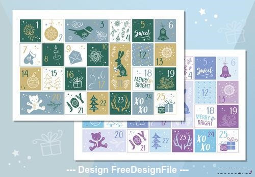 Advent calendar poster with holiday vector