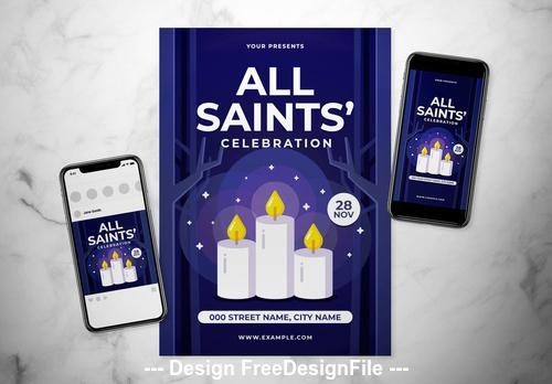 All saints day event flyer vector