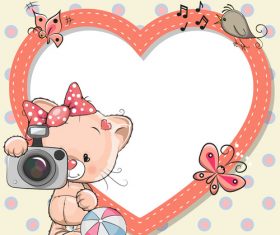 Animals and heart frame vector