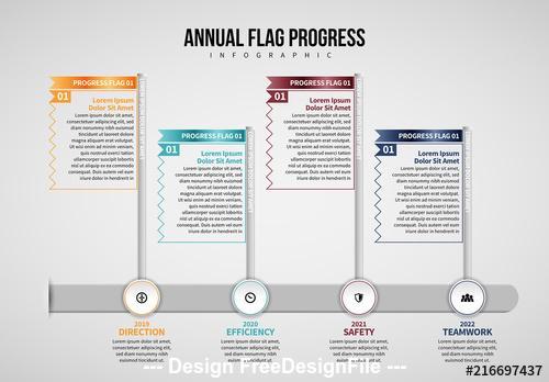 Annual flag infographic vector