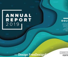 Annual report cover 3D wave elements vector