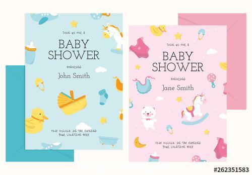 Baby shower invitation card design vector