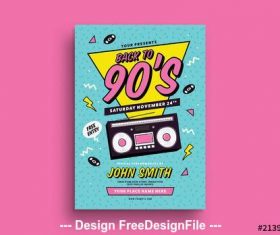 Back to the 90s event flyer vector