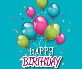 Balloon decoration birthday greeting card vector