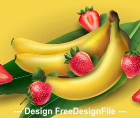 Banana and strawberry banner vector