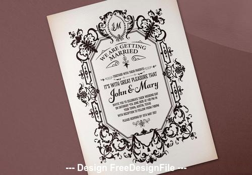 Baroque wedding invitation vector