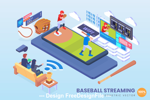 Baseball streaming vector concept