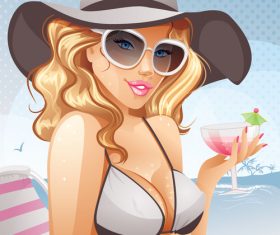 Beach woman cartoon vector