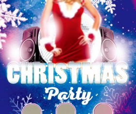 Beautiful Girl wiht Christmas Party Flyer PSD Template