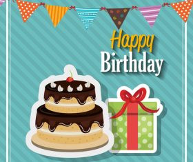 Beautiful birthday greeting card vector