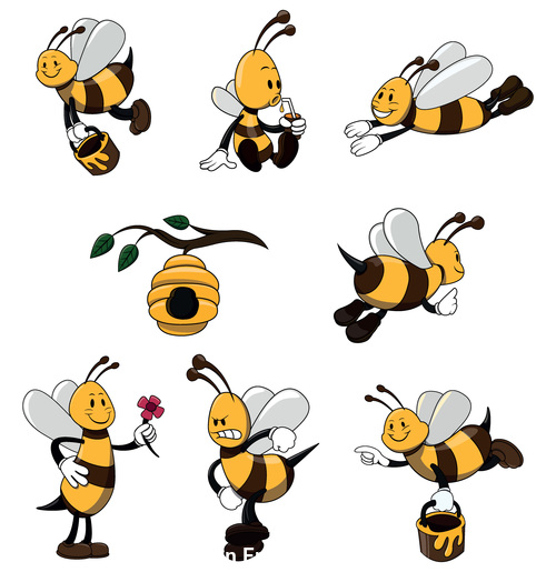 Bee collections cartoon vector