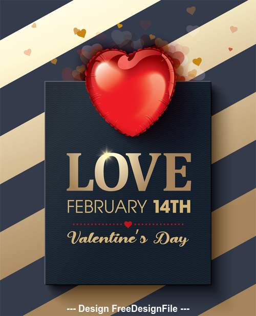 Black and gold bars valentines day greeting card vector