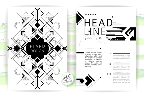 Black and white line pattern flyer vector