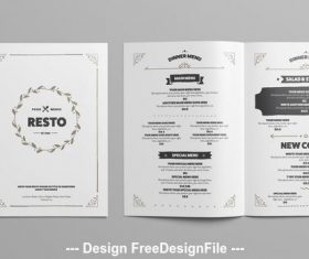 Black and white restaurant menu vector