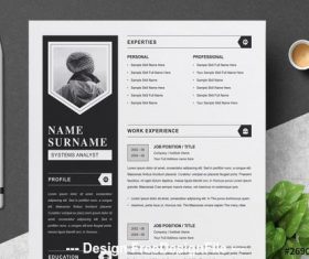 Black resume set with gray vector