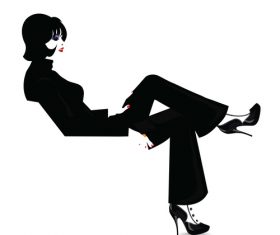 Black suit fashion woman vector