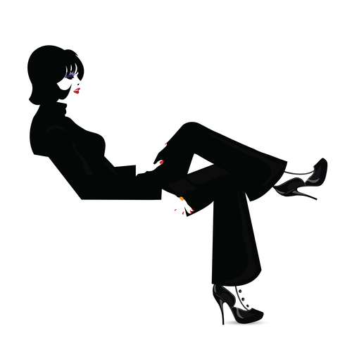 Black suit fashion woman vector