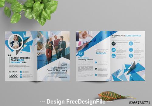 Blue abstract bifold brochure vector
