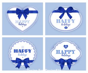 Blue bow and tag vector