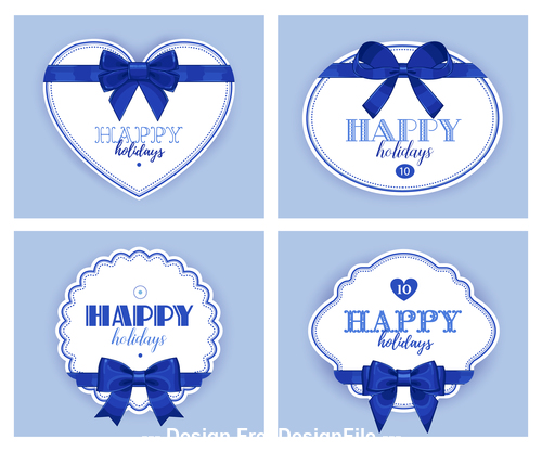 Blue bow and tag vector