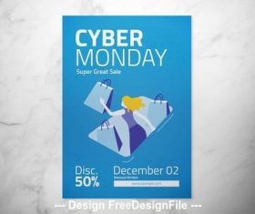 Blue cyber monday flyer vector
