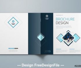 Blue square brochure cover vector