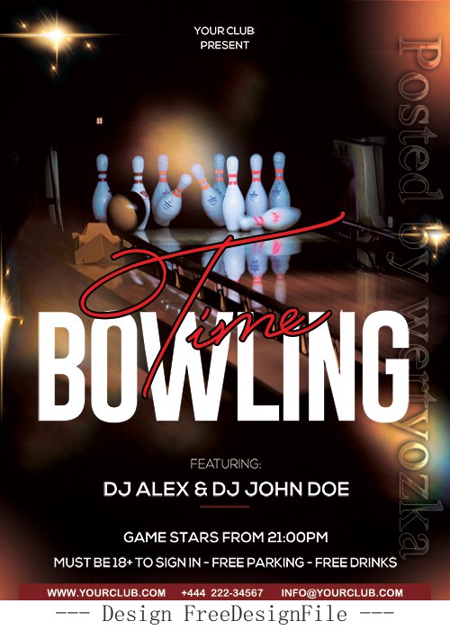 Bowling Time Poster and Flyer PSD Template