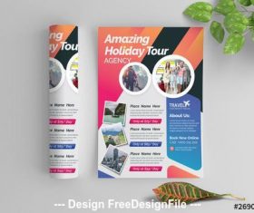 Brightly colored agency flyer layout vector