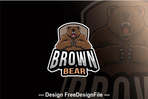 Brown bear esport logo template vector