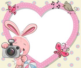Bunny and heart frame vector