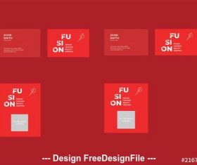 Business card layout set with red vector