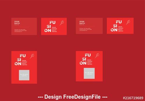 Business card layout set with red vector