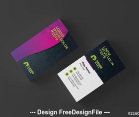 Business card with pink to purple gradient wave element vector