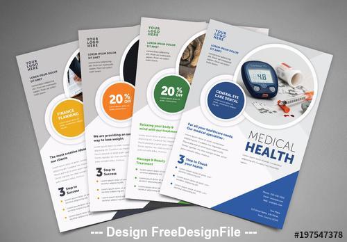 Business flyer layout with circular photo elements vector