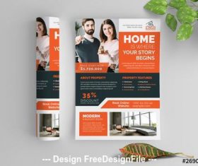 Business flyer layout with orange elements vector