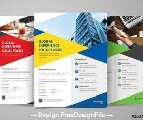 Business flyer layouts in 3 colors vector