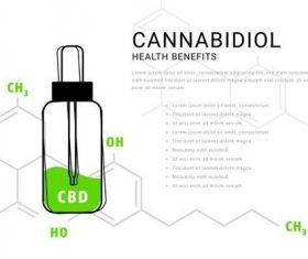 Cannabidiol oil infographic with molecular formula illustrations vector