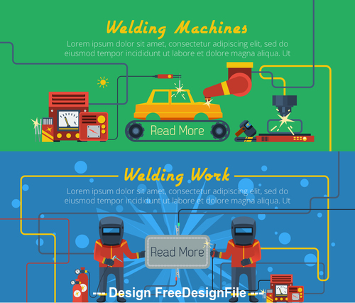 Car welding machine banner vector