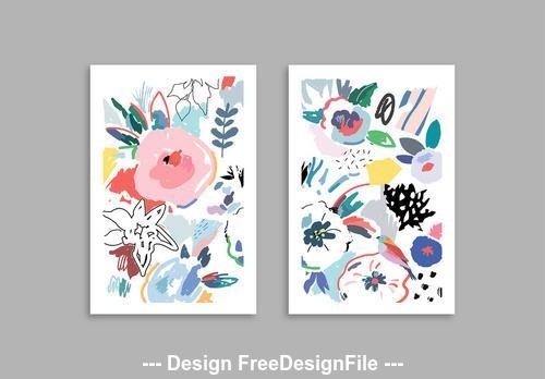 Cards with floral elements vector