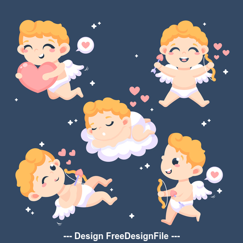 Caring little angel cartoon illustration vector free download
