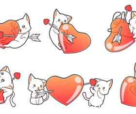 Cartoon Kitten with heart and arrow banner vector