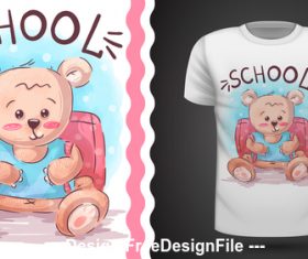 Cartoon bear T-shirt design card vector