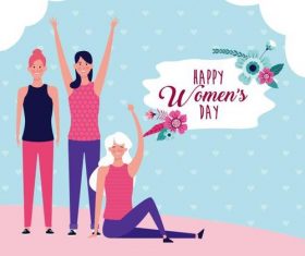 Cartoon characters and womens day greeting card vector