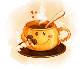 Cartoon illustration funny coffee cup vector