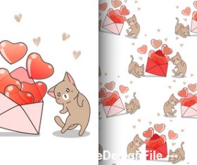 Cartoon kitten with heart vector