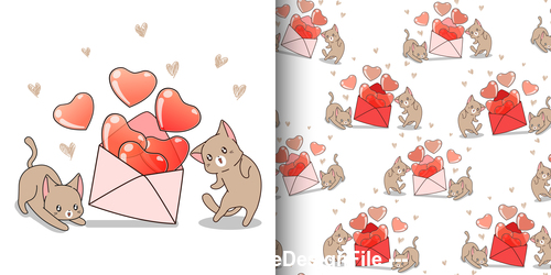 Cartoon kitten with heart vector