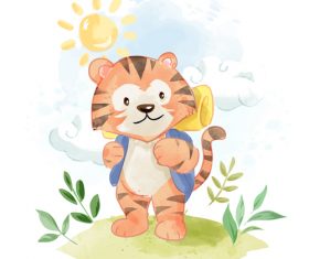 Cat go travel cartoon vector