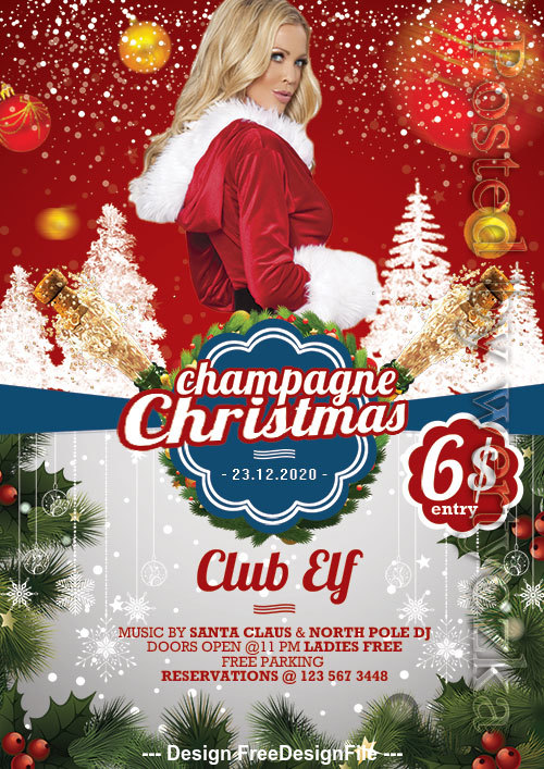 Champagne Christmas Flyer PSD Template