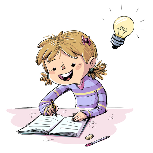 Children doing homework illustration vector free download