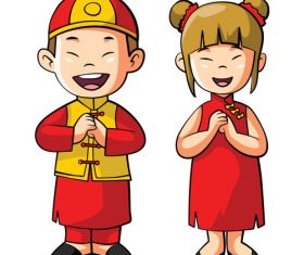 Chines couples cartoon character vector